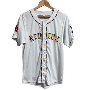Boston Red Sox White Pride Rainbow Trim Jersey Small